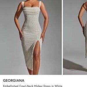 Oh Polly Georgiana Pearl Midi Cowl Neck Dress Size 6